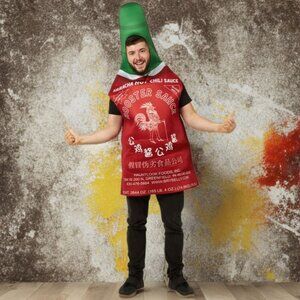 Hauntlook Sriracha Rooster Bottle Halloween Costume Unisex Funny Food Outfit